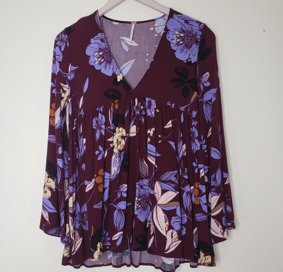 Free People Boho Floral Tunic Top XS - Picture 4 of 8